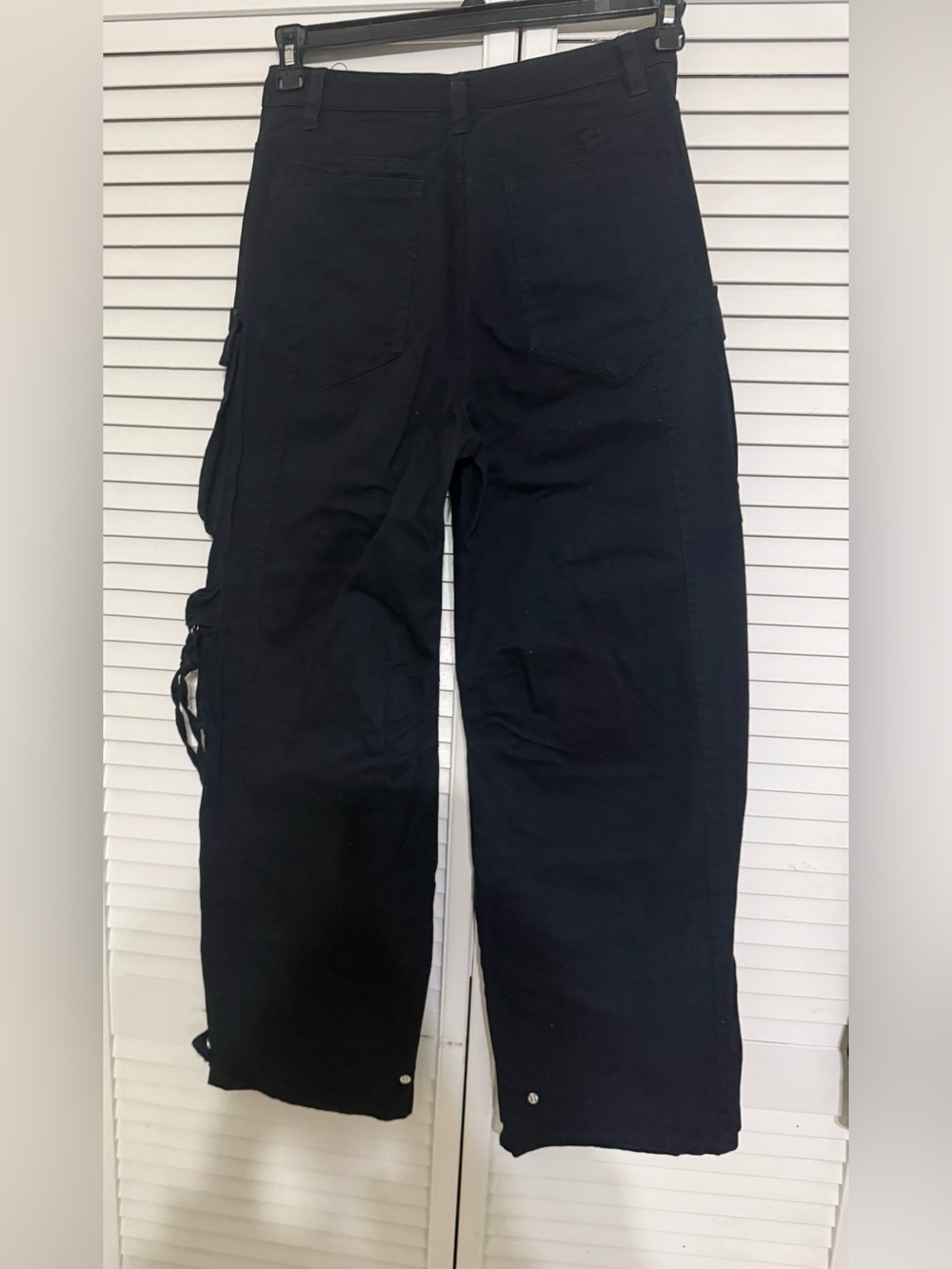 Steve Madden Black Men's Cargo Pants with Side Strap Detail